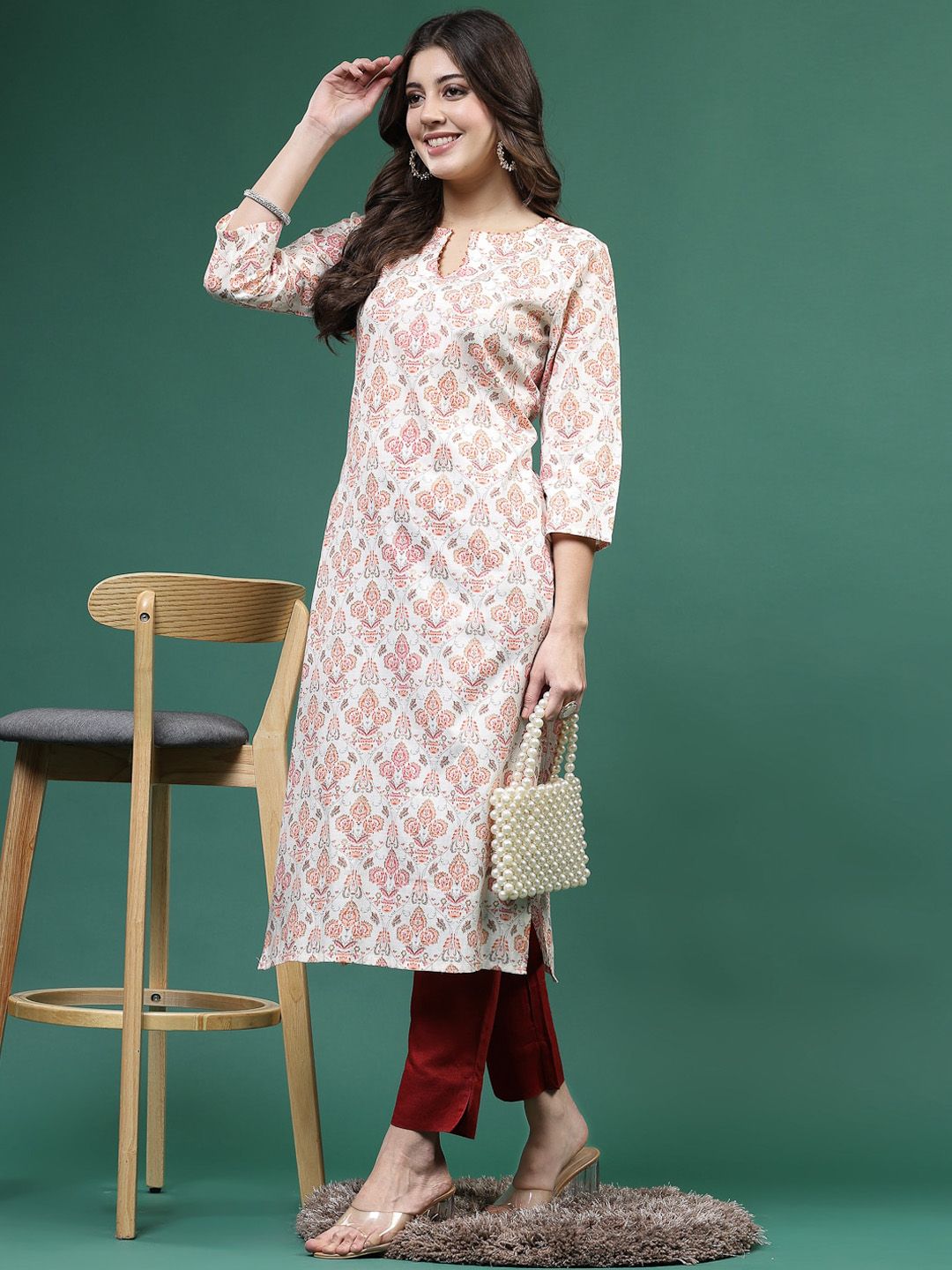 Sangria Printed Straight Kurtas