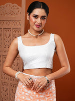 Thumbnail for Anouk Peach Floral Embroidered Organza Saree - Distacart