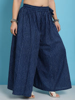 Thumbnail for TAG 7 Plus Size Polka Dot Printed Pure Cotton Flared Ethnic Palazzo - Distacart