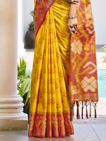 Thumbnail for Astita Pochampalli Silk Yellow Saree