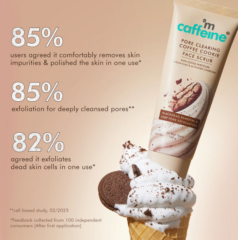 mCaffeine Pore Clear Coffee Cookie Face Scrub for Blackheads & Tan Removal