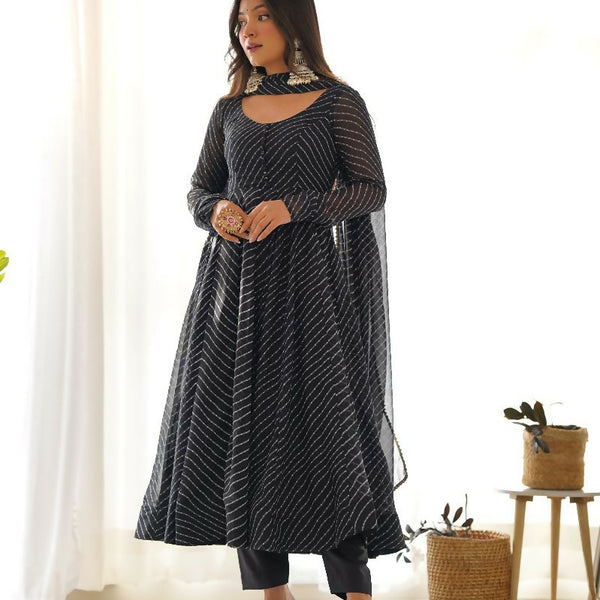 Joban Fashion Black Kurta Set Georgette Sequence Embroidery Work