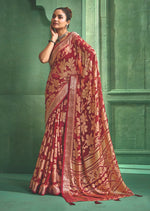 Thumbnail for Joban Fashion Pinkdull Moss Brasso With Kasab Zari Border Saree & Tassels With Brasso Blouse