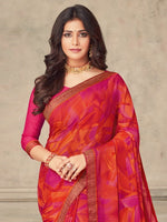 Thumbnail for Anouk Abstract Printed Zari Pure Chiffon Bagru Saree - Distacart