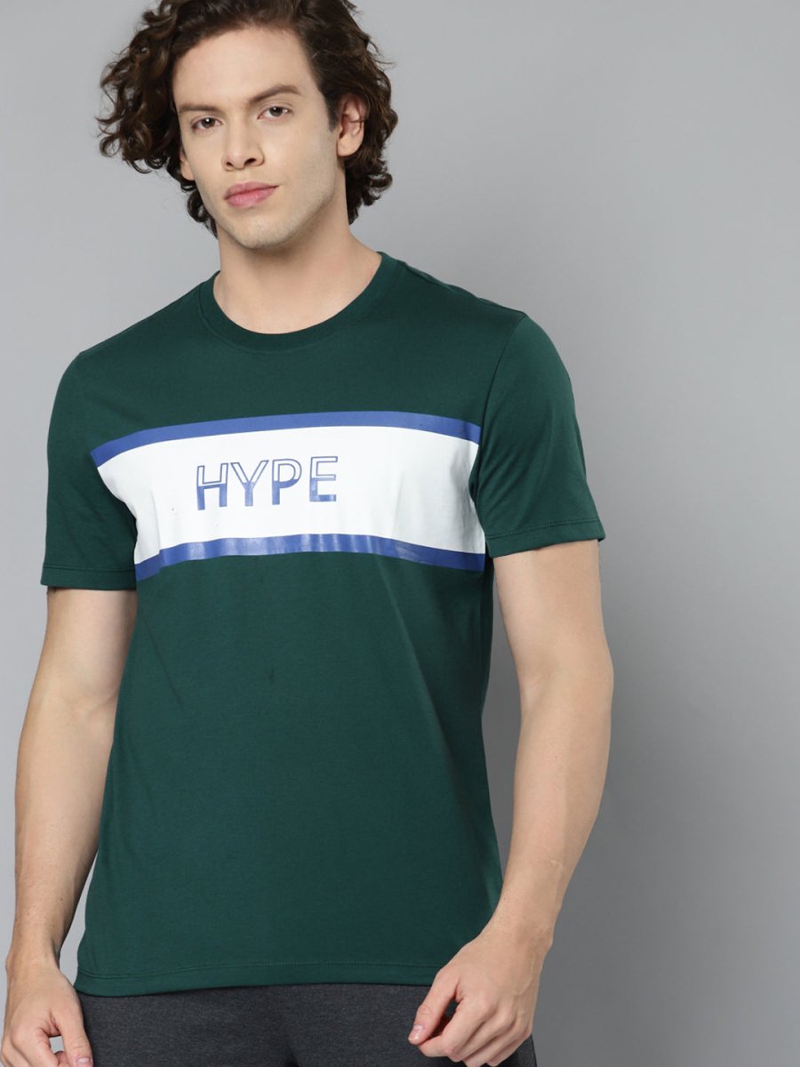 Alcis Men Green & White Typography Printed Slim Fit T-shirt - Distacart