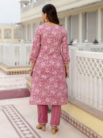 Thumbnail for Anouk Floral Embroidered Regular Thread Work Pure Cotton Kurta with Trousers & Dupatta
