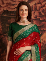 Thumbnail for Anouk Bandhani Printed Zari Pure Chiffon Saree - Distacart