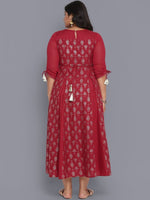 Thumbnail for AURELIA Red Ethnic Motifs Midi Dress
