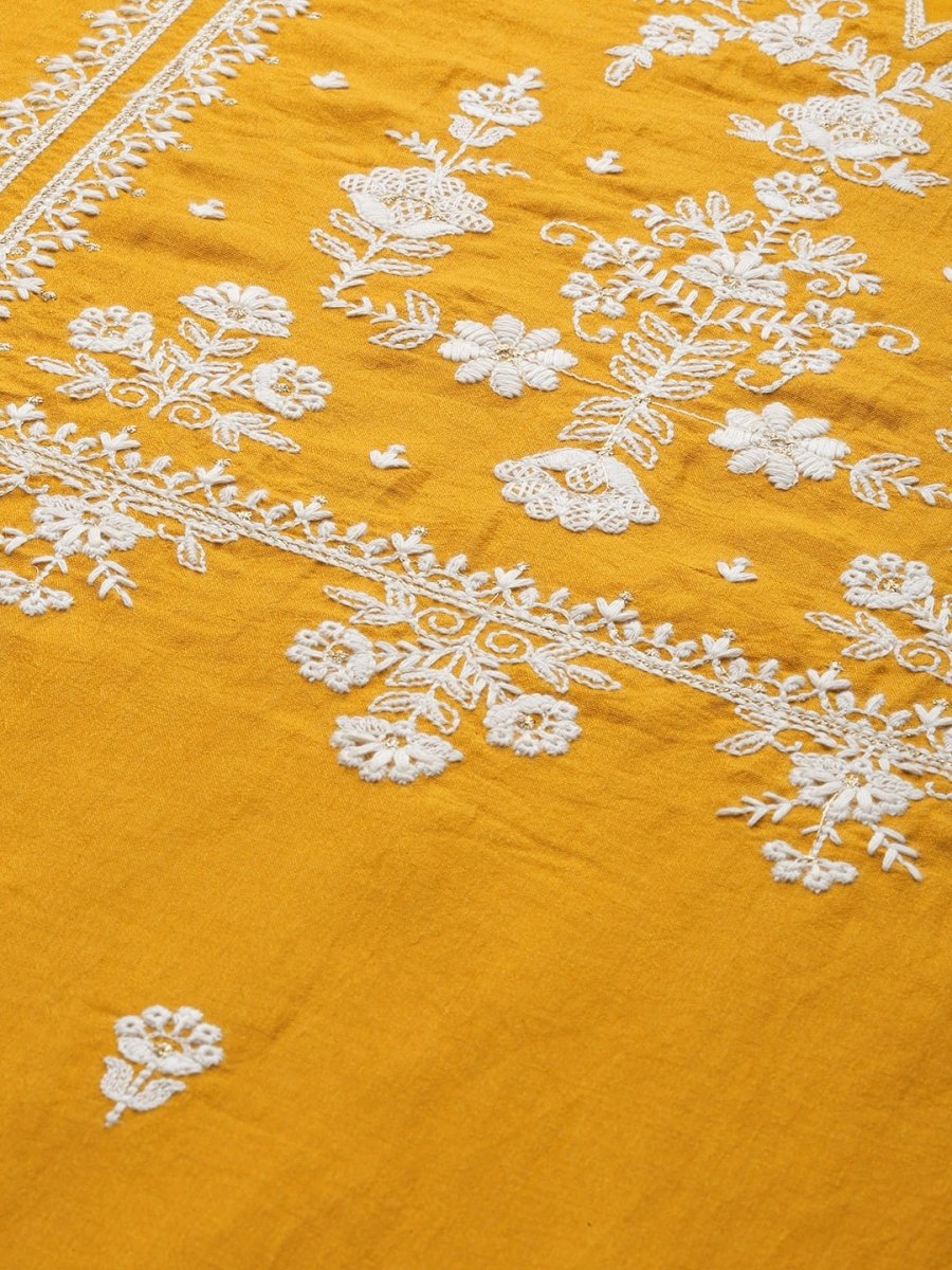 Anouk Women Women Yellow Embroidered Kurta with Trouser & Dupatta - Distacart