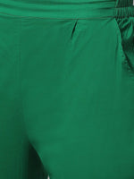 Thumbnail for ADA Women Green & Yellow Paisley Chikankari Embroidered Sustainable Handloom Kurta with Trousers - Distacart