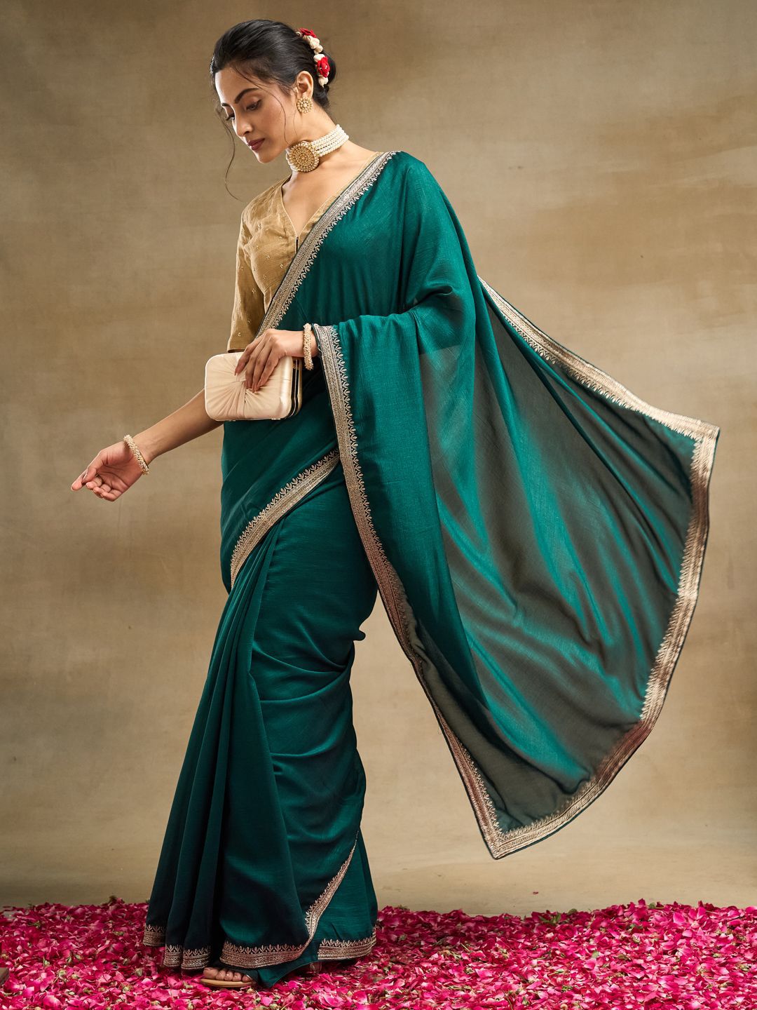 kasee Solid Embroidered Art Silk Saree - Distacart