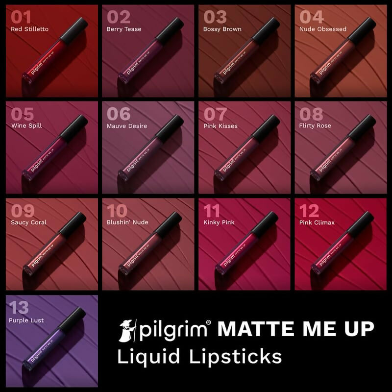 Pilgrim Liquid Matte Lipstick with Hyaluronic Acid - Bossy Brown - Distacart