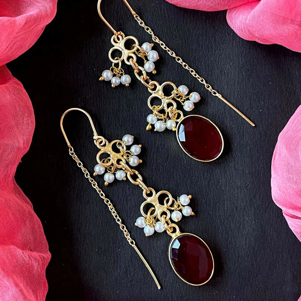 Joban Fashion Women Maroon Glass Cut Stone Beaded Earring - Distacart
