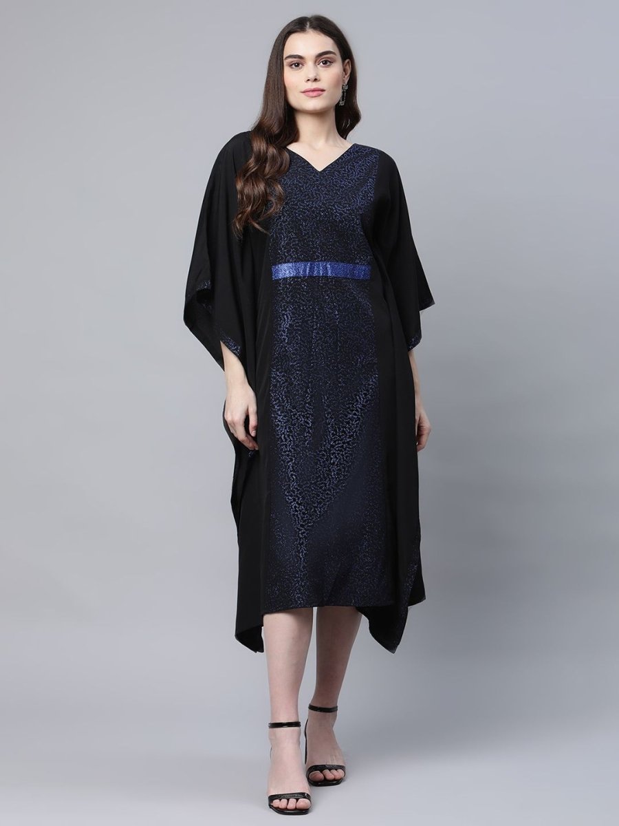 Ahalyaa Women Black Crepe Glitter Printed Kaftan Kurta - Distacart