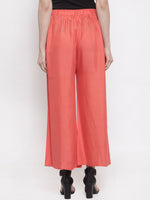 Thumbnail for TAG 7 Women Peach-Coloured Solid Flared Palazzos