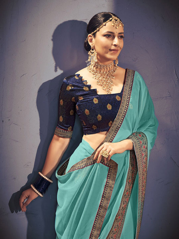 Mitera Embroidered Saree with Blouse Piece - Distacart