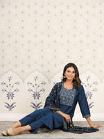 Thumbnail for Ode by House of Pataudi Ethnic Motifs Yoke Design Kurta With Trousers & Dupatta - Distacart