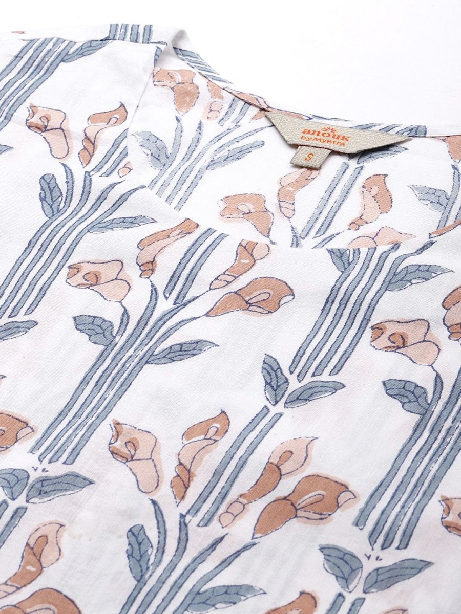 Anouk Women Floral Printed Regular Pure Cotton Kurta with Trousers & With Dupatta - Distacart
