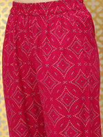 Thumbnail for Ode by House of Pataudi Women Pink Bandhani Kurta with Trousers & With Dupatta - Distacart