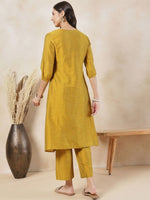 Thumbnail for Anouk V-Neck Three-Quarter Sleeves Panelled Kurta with Trousers