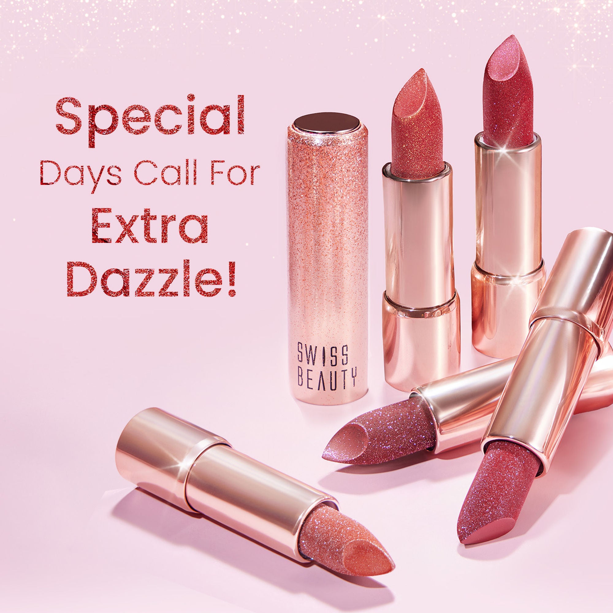 Swiss Beauty More Than Glitter Lipstick - 3 Glimmer Coral - Distacart