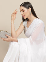 Thumbnail for Anouk White Embellished Border Saree - Distacart