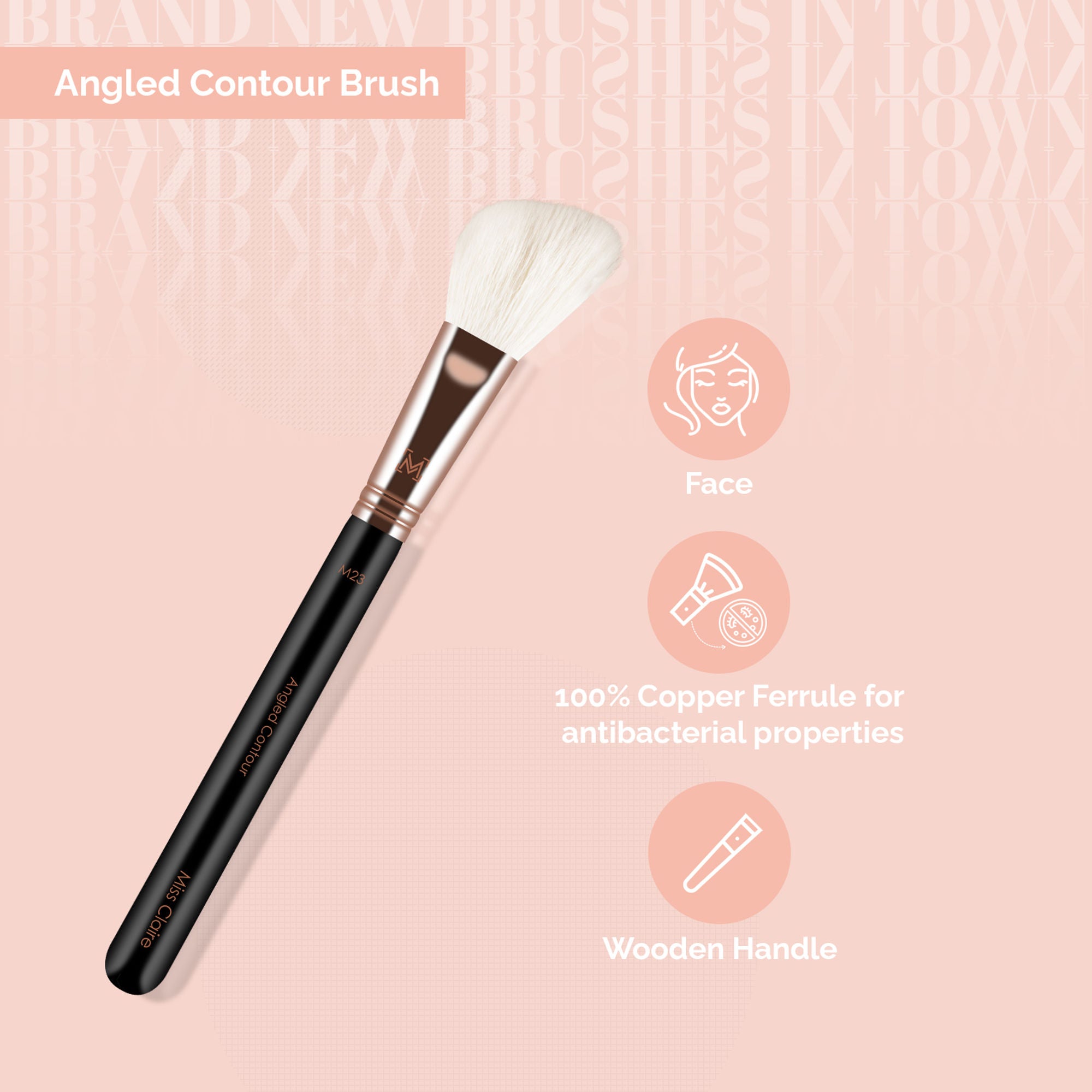 Miss Claire M23 - Angled Contour Brush - Rose Gold