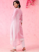 Thumbnail for Anouk Geometric Self Design Pure Cotton Kurta with Trousers & Dupatta