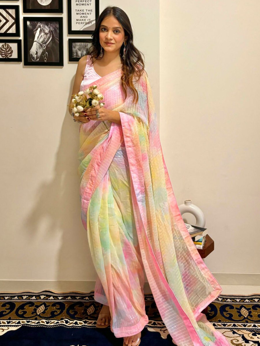 Anouk Embellished Sequinned Pure Georgette Designer Saree - Distacart