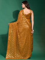 Thumbnail for Anouk Mustard Embellished Sequinned Pure Georgette Saree - Distacart