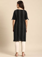 Thumbnail for Anouk Women Striped Keyhole Neck Cotton Kurta - Distacart