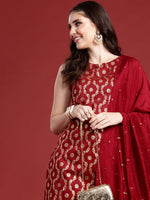 Thumbnail for Anouk Women Ethnic Motifs Printed Regular Kurta with Trousers & With Dupatta