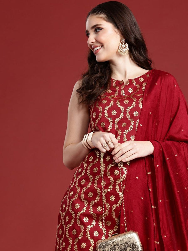 Anouk Women Ethnic Motifs Printed Regular Kurta with Trousers & With Dupatta