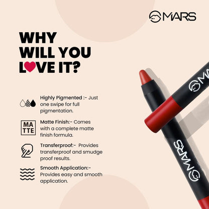 MARS Cosmetics Won't Smudge Won't Budge Lip Crayon - No Boundaries - Distacart