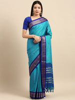 Thumbnail for Anouk Blue & Gold-Toned Woven Design Pure Silk Banarasi Saree - Distacart