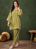 Thumbnail for Sangria Mirror Detail Pakistani Kurta & Salwar Set