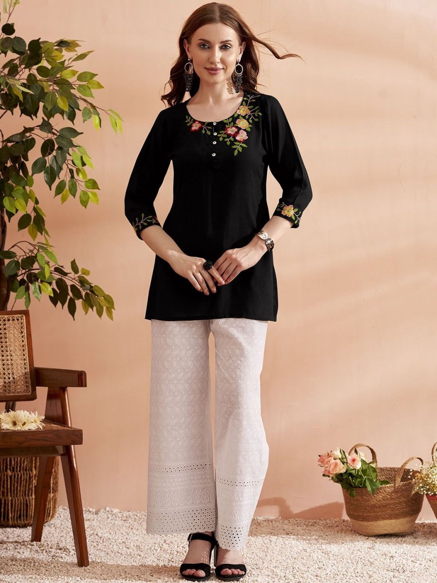 Anouk Women Floral Embroidered Above Knee Kurta - Distacart