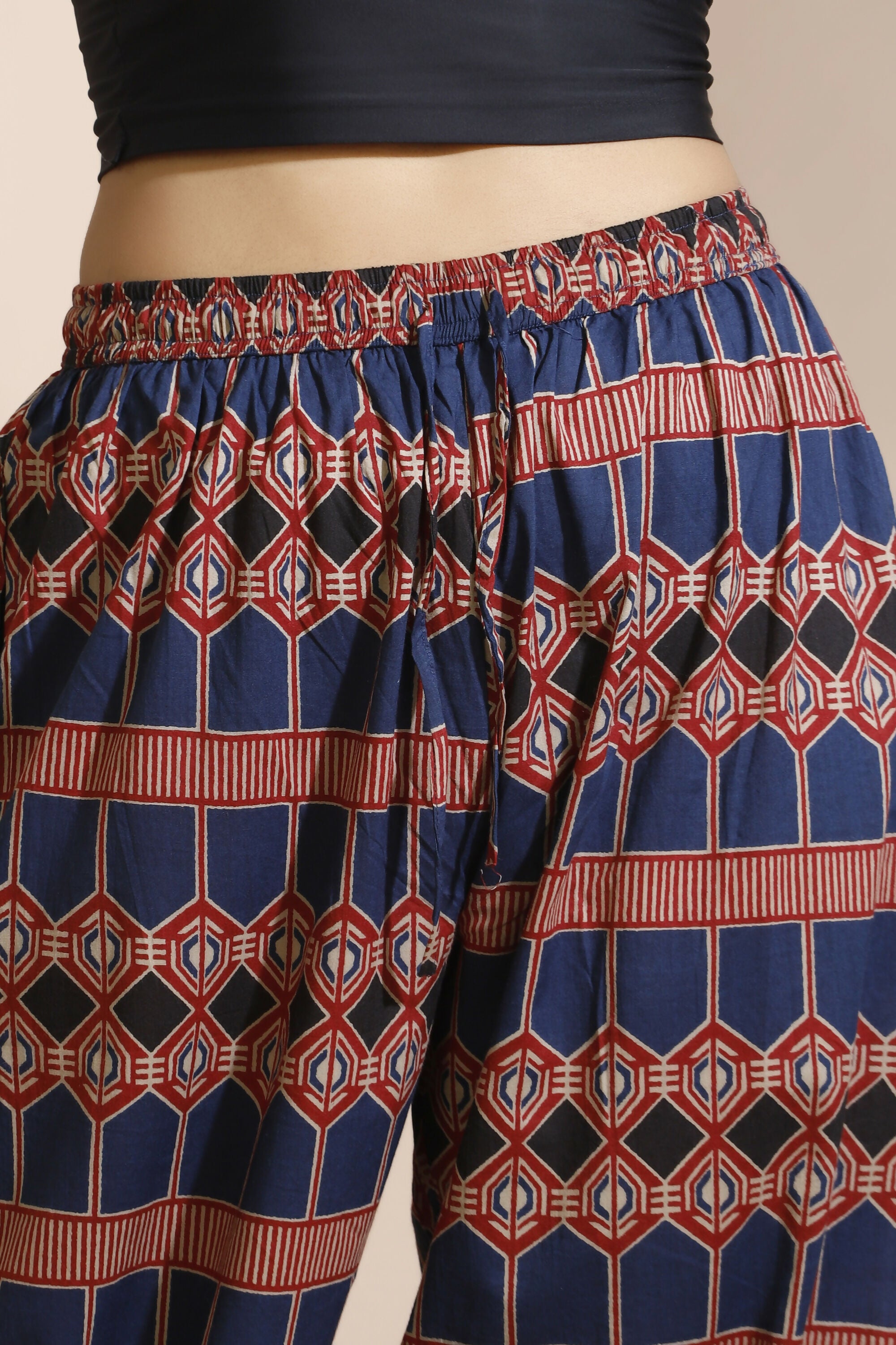 Breathables Women'S Blue Cotton Abstract Print Loungewear Co-Ord Set – Long Kurta & Pants - Dista