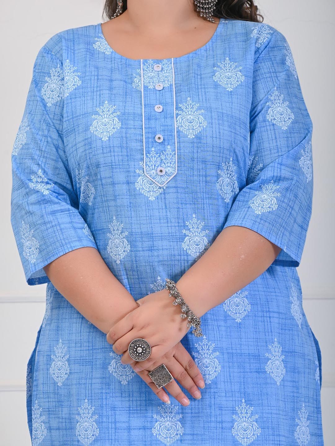 Swasti Ethnic Motifs Block Printed Pure Cotton Kurta - Distacart