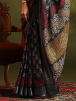 Thumbnail for Anouk Grey Floral Printed Zari Sungudi Saree - Distacart