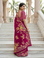 Thumbnail for Aastha Fashion Rani Pink Premium Russian Silk Designer Floral Position Print Saree - Distacart