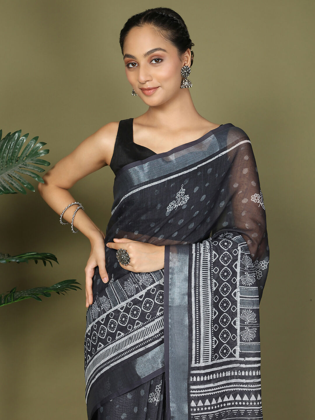 Astita Cotton Black Saree