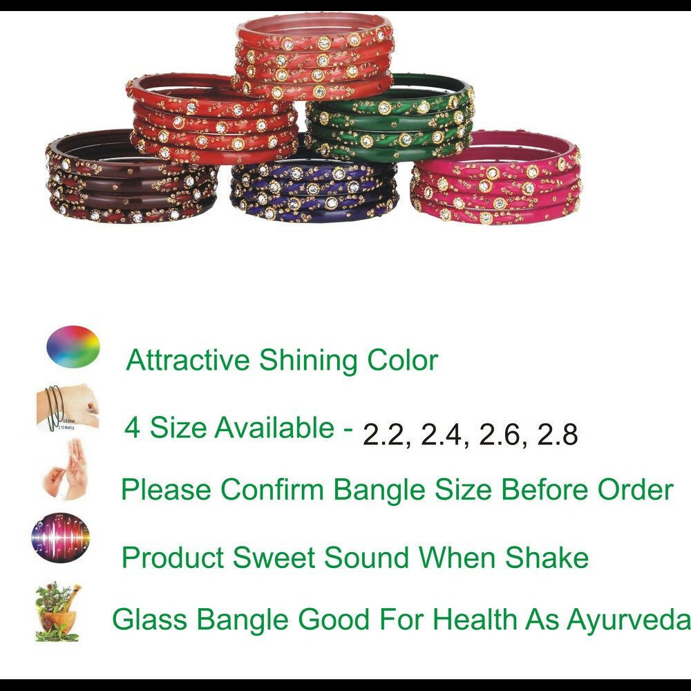 Afast Bridal Wedding & Party Fashionable Colorful Glass Bangle/Kada Set, Pack Of 24 - Distacart