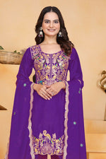 Thumbnail for Joban Fashion Purple Silk Embroidered Dhoti Dhoti Set - Distacart