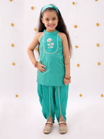 Thumbnail for Lil Drama Khilkhilahat Green Kurta Dhoti Set For Girls