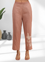 Thumbnail for Joban Fashion Pink Cotton, Linen Embroidered Readymade Cord Set - Distacart