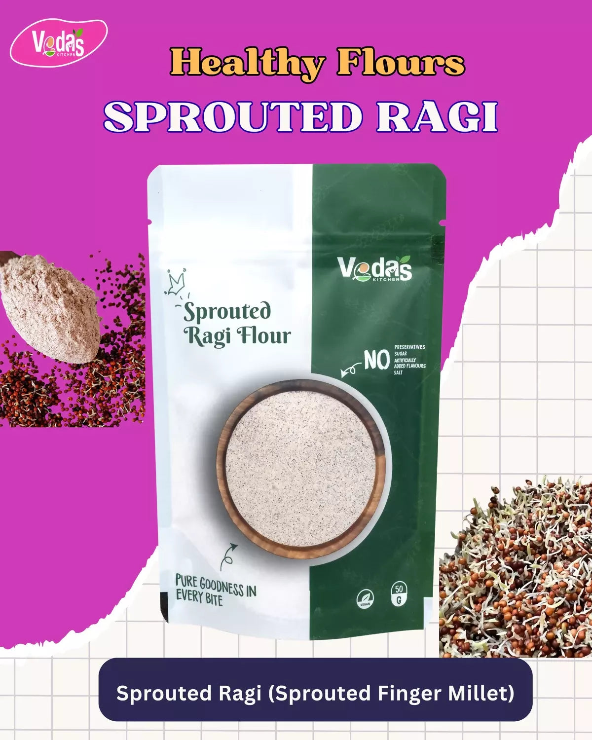 Vedas Kitchen Sprouted Ragi Flour - Dista