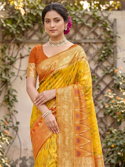 Shree Shyam Fashion Yellow Soft Silk Saree - Dista