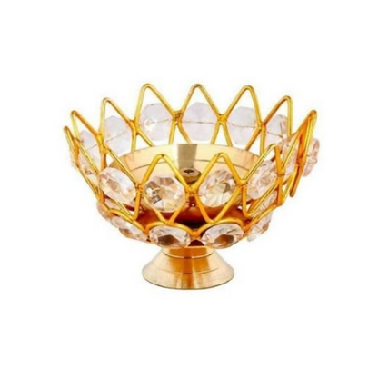 Collectible India Diwali Diya Crystal Round Akhand Diya - Dista