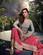 Thumbnail for Anaita Grey Embroidered Shimmer Stitched Plazo suit - Distacart